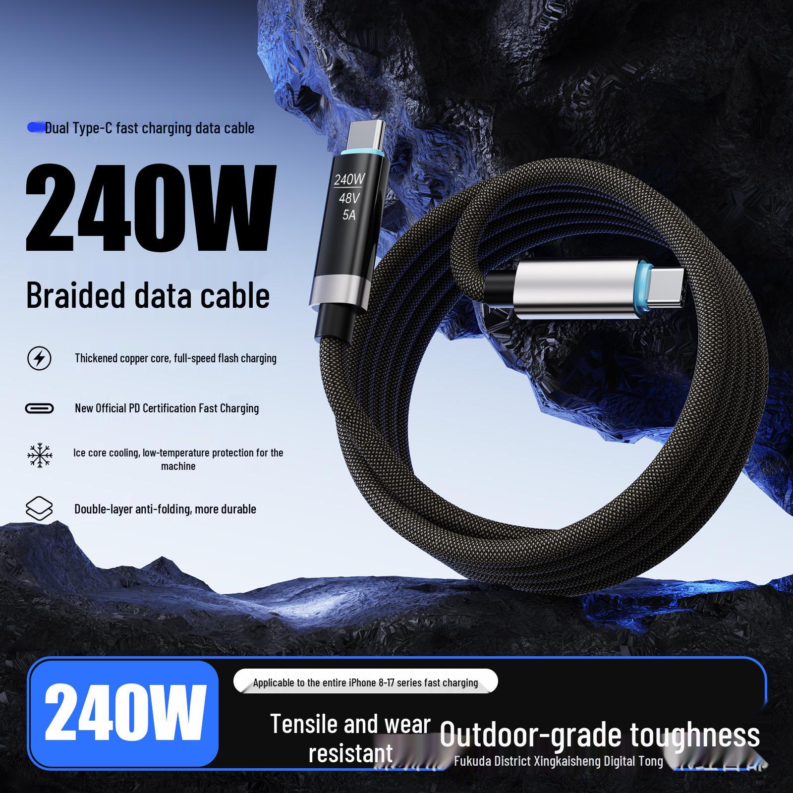 240W Braided Fast Charging Data Cable with OLED Display for Apple & Huawei
240W Braided Fast Charging Data Cable with OLED Display for Apple & Huawei