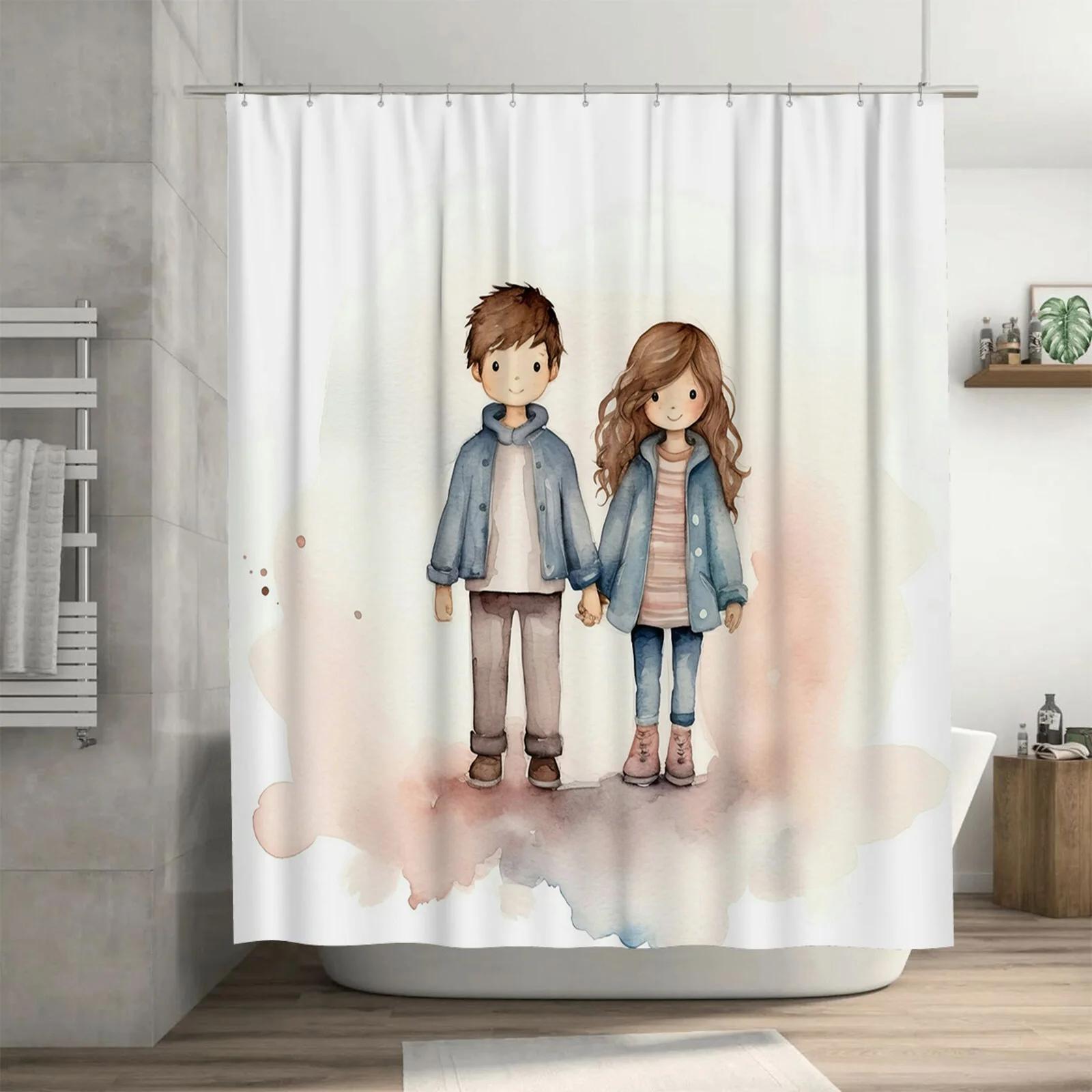 Simple And Elegant Cute Couple Shower Curtain - Watercolor Design, Waterproof & Mildew-Resistant For Bathroom Decor W60H190(CM)-1 Pcs
Simple And Elegant Cute Couple Shower Curtain - Watercolor Design, Waterproof & Mildew-Resistant For Bathroom Decor W60H190(CM)-1 Pcs