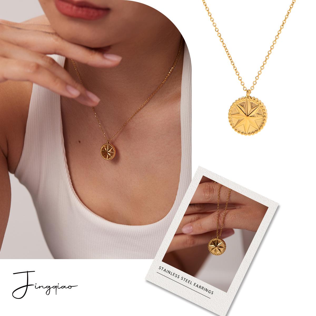 French Retro Eight-Pointed Star Pendant: Women s 18k Gold Non-Fading Titanium Steel Bead Chain Necklace
French Retro Eight-Pointed Star Pendant: Women s 18k Gold Non-Fading Titanium Steel Bead Chain Necklace