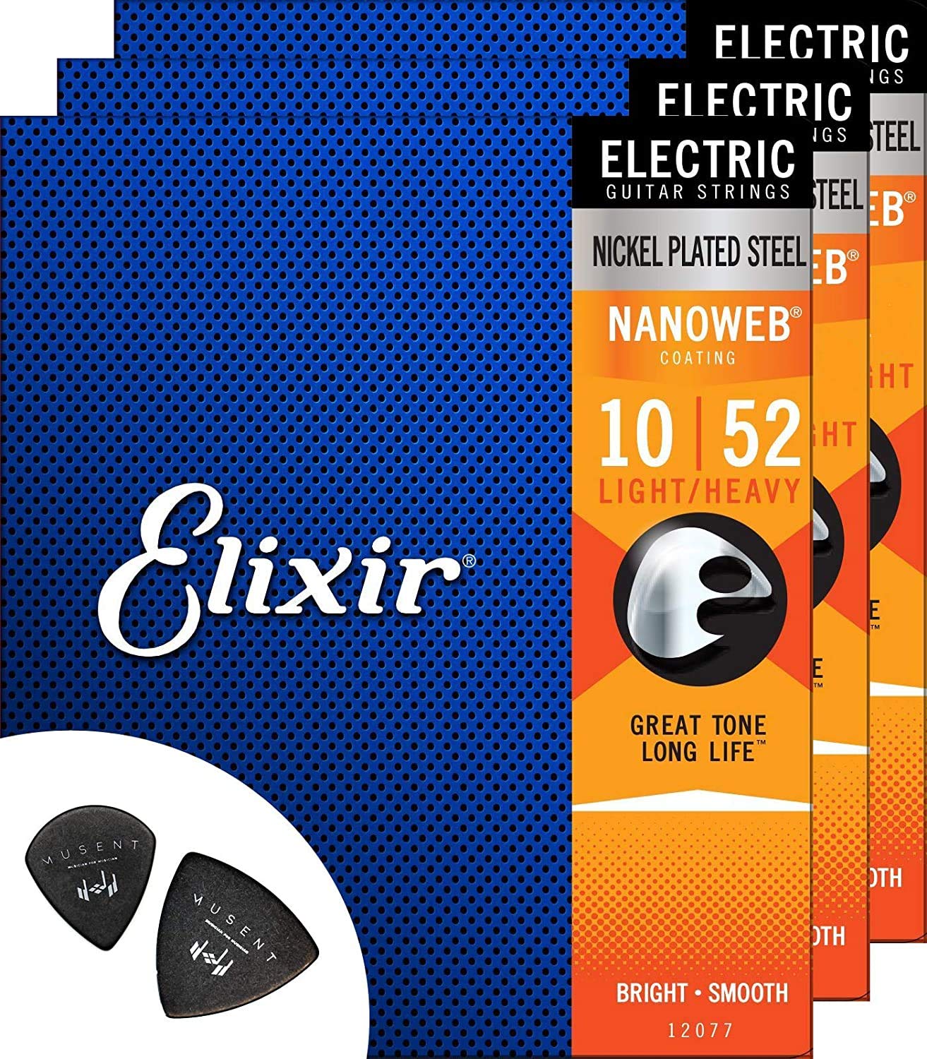 Струны для электрогитары Elixir, 3 комплекта, легкие, тяжелые струны с покрытием Nanoweb, медиаторы Musent, 2 шт., пробный набор 010-052 + 12077-3P
Струны для электрогитары Elixir, 3 комплекта, легкие, тяжелые струны с покрытием Nanoweb, медиаторы Musent, 2 шт., пробный набор 010-052 + 12077-3P