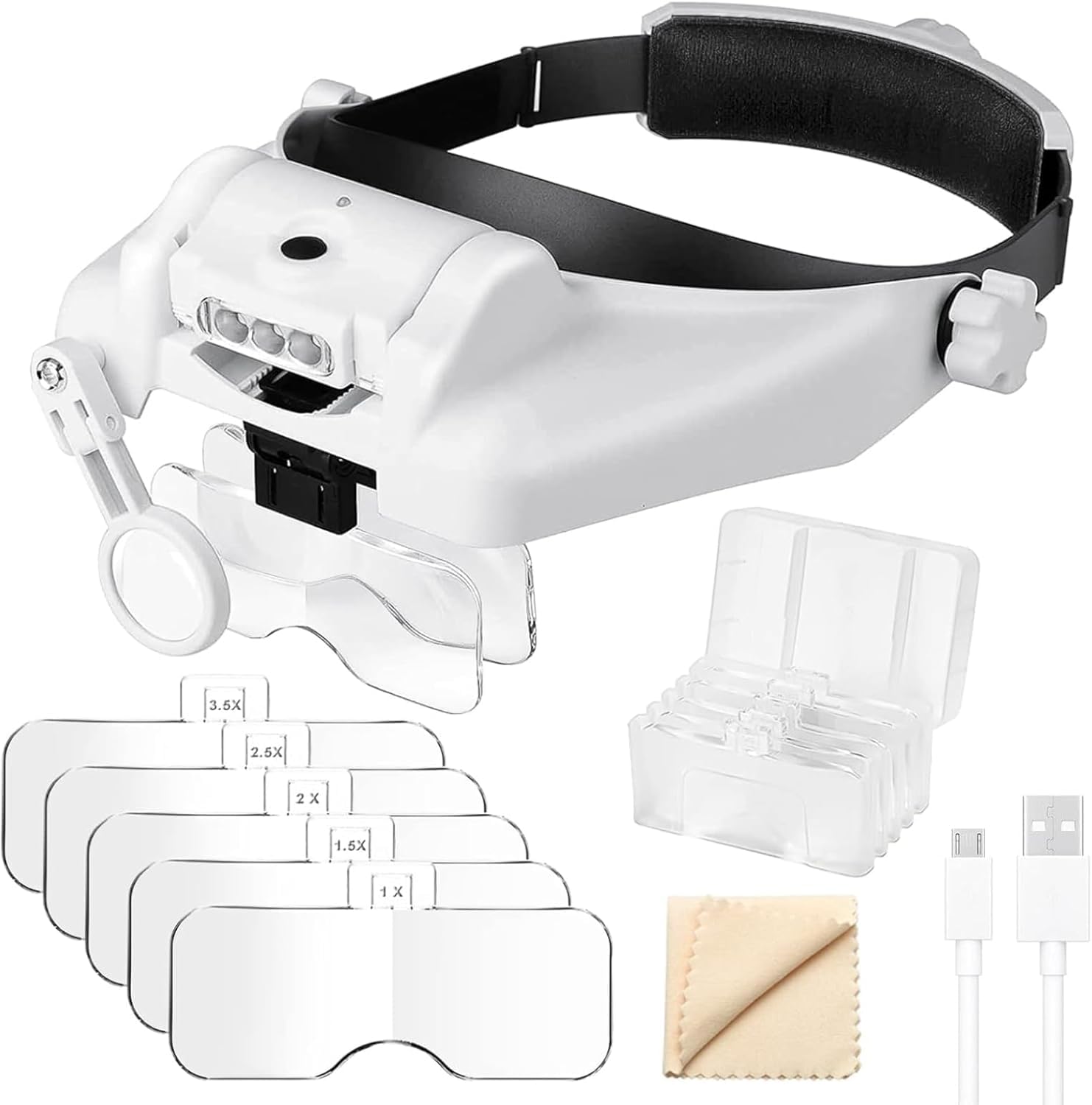 COMEMUGIYA Super Head Magnifier with LED Light Replacement Lens Set Headset Magnifier Sold Visibility! Multi-Magnification 1X-14X 5-Piece (Batteries білий
COMEMUGIYA Super Head Magnifier with LED Light Replacement Lens Set Headset Magnifier Sold Visibility! Multi-Magnification 1X-14X 5-Piece (Batteries білий