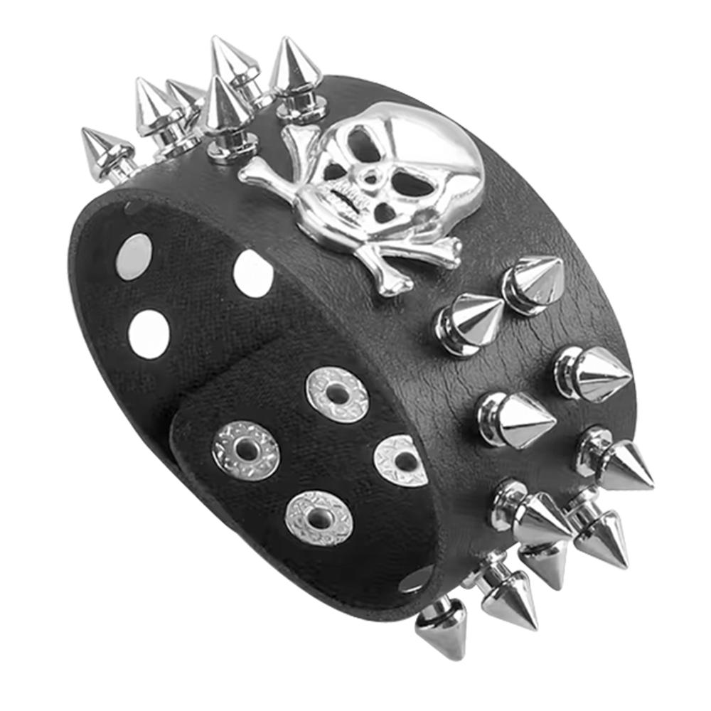 Gothic Spiky Nail-Hollowed Skull Pu Leather Punk Fashion Bracelet, Suitable For Daily Wear And Party, Showcasing Individuality
Gothic Spiky Nail-Hollowed Skull Pu Leather Punk Fashion Bracelet, Suitable For Daily Wear And Party, Showcasing Individuality