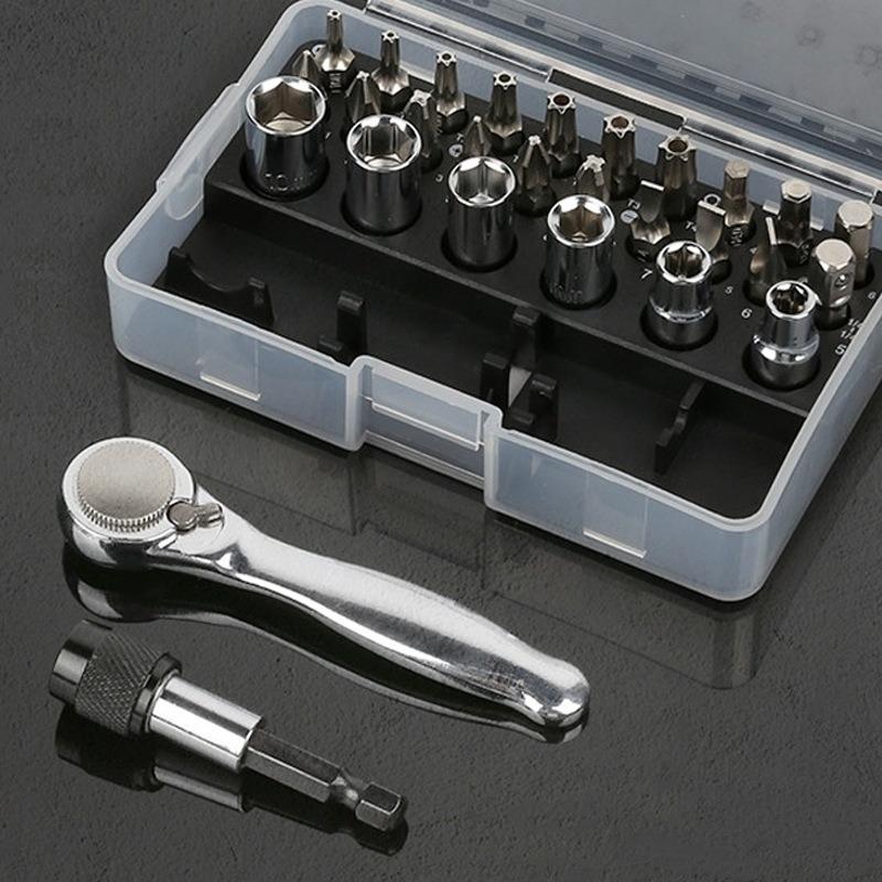 Multifunctional Reversible Mini Socket Set Allen 28-in-1 72-Tooth Ratchet Wrench and Screwdriver Set for Tight Spaces, Machinery, and Home Repairs
Multifunctional Reversible Mini Socket Set Allen 28-in-1 72-Tooth Ratchet Wrench and Screwdriver Set for Tight Spaces, Machinery, and Home Repairs