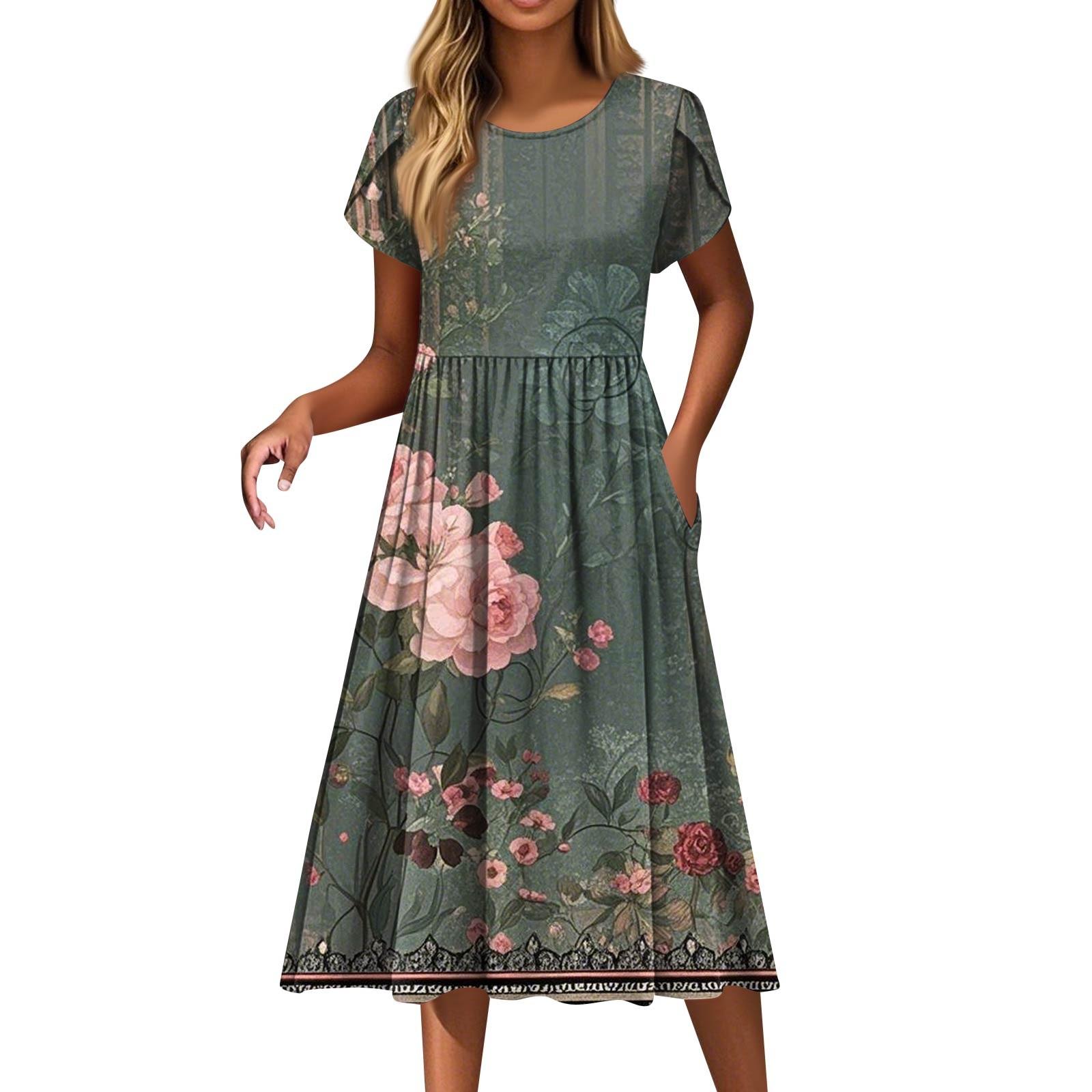 Женские платья Винтажные цветочные платья с круглым вырезом и коротким рукавом XL
Женские платья Винтажные цветочные платья с круглым вырезом и коротким рукавом XL