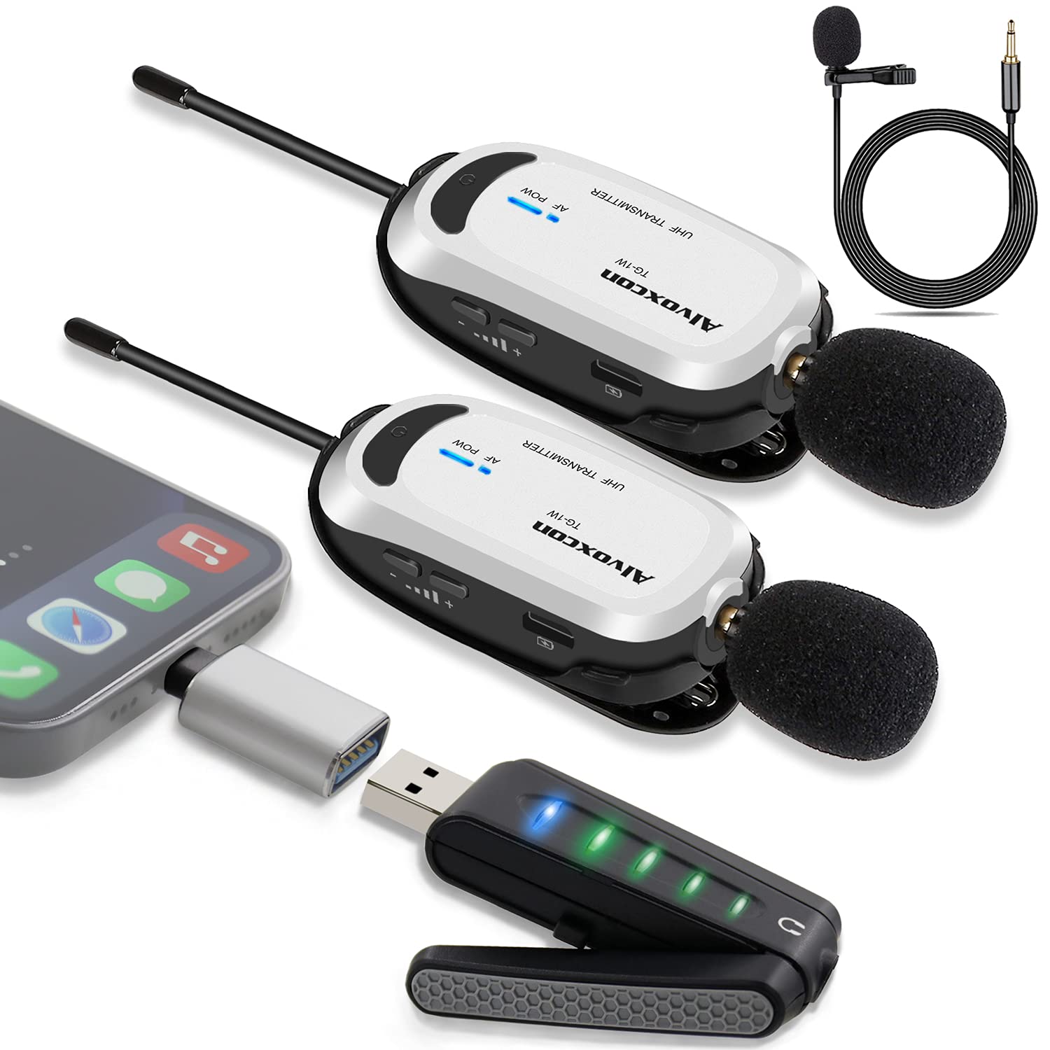 Wireless Microphone USB Alvoxcon Wireless Microphone PC Microphone Android Phone iPhone Pin Microphone with Earphone Terminal UHF Recording Loudspeak
Wireless Microphone USB Alvoxcon Wireless Microphone PC Microphone Android Phone iPhone Pin Microphone with Earphone Terminal UHF Recording Loudspeak