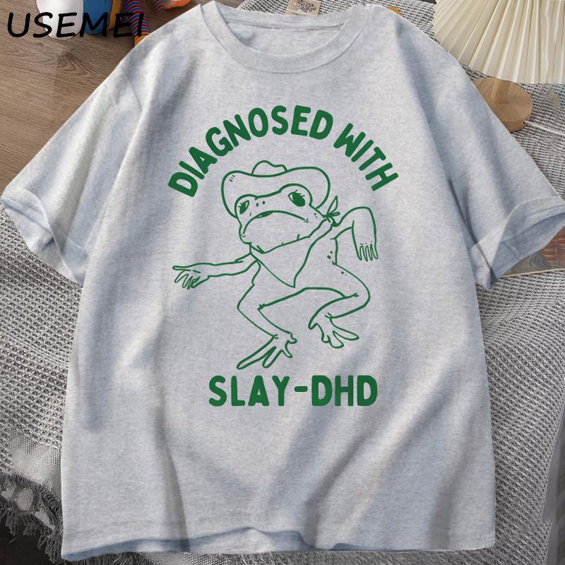 Diagnosed with Slay-dhd Men Cotton T-shirts Funny Travel Clothing Summer Frog Graphic Unisex Short Sleeve Tees S сірий
Diagnosed with Slay-dhd Men Cotton T-shirts Funny Travel Clothing Summer Frog Graphic Unisex Short Sleeve Tees S сірий