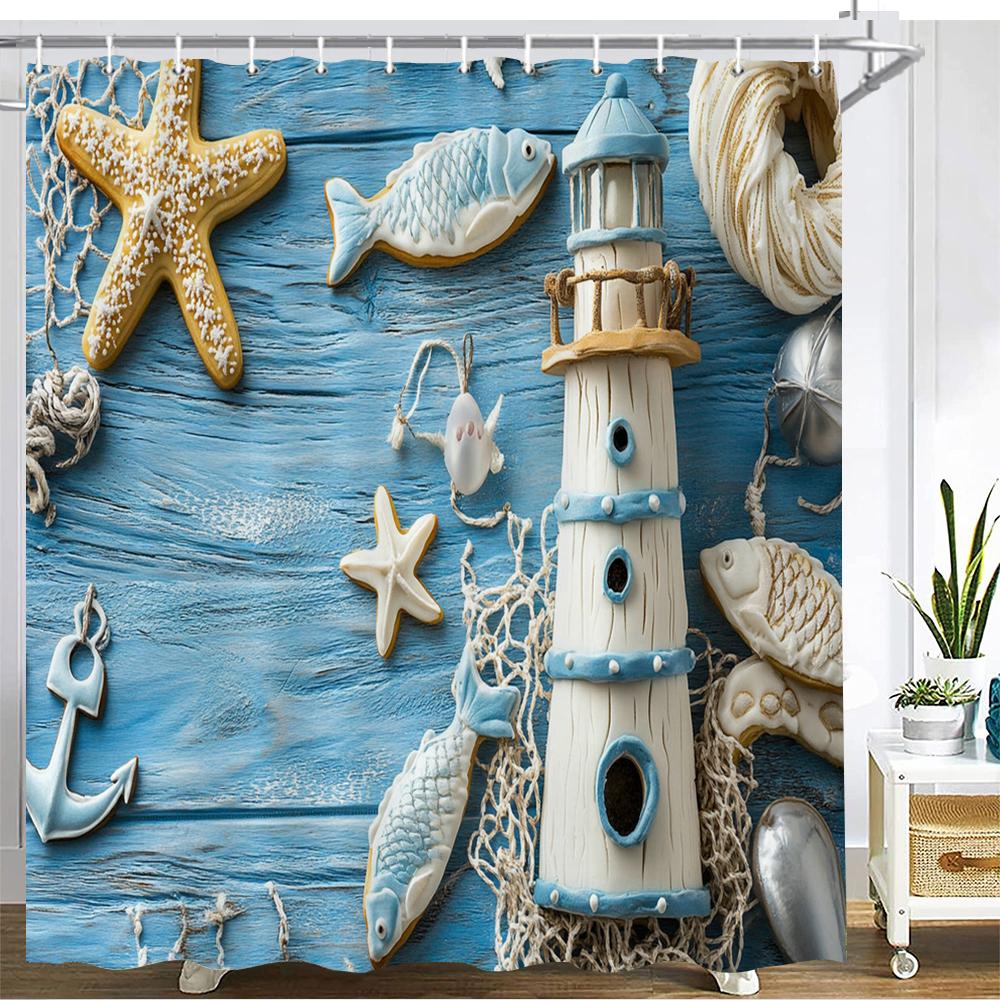 Mediterranean Style Shower Curtain Bath Curtain Blue Ocean Lighthouse Printed Bathroom Curtains For Home Decoration Curtain W60H190(CM)-1 Pcs
Mediterranean Style Shower Curtain Bath Curtain Blue Ocean Lighthouse Printed Bathroom Curtains For Home Decoration Curtain W60H190(CM)-1 Pcs
