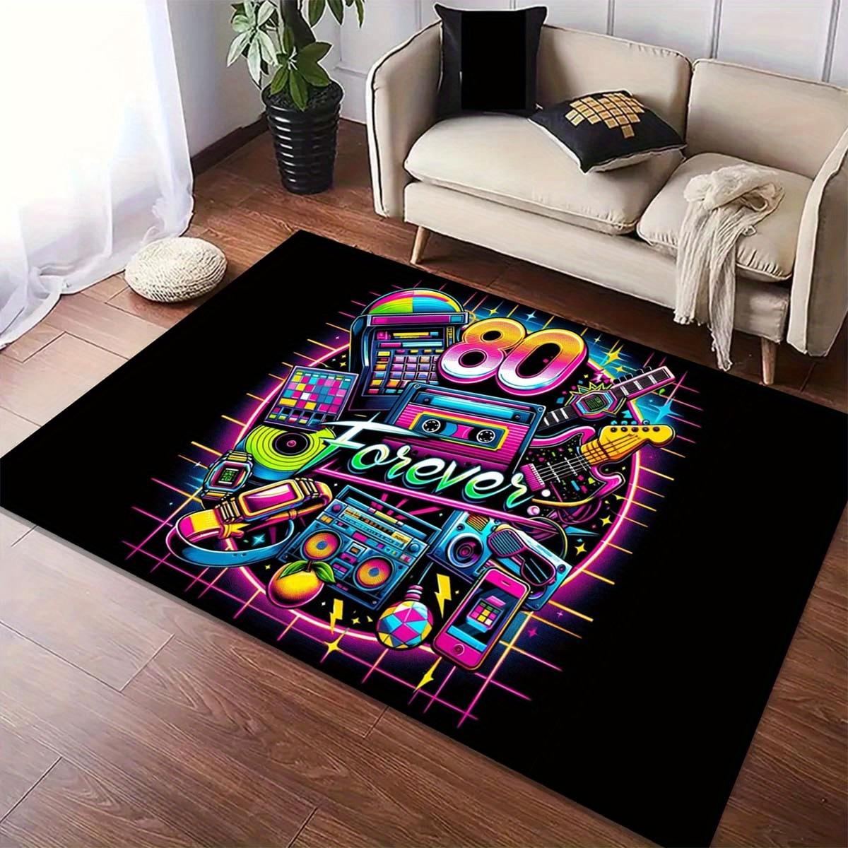 Vintage 80 Style Area Carpet-Vibrant Neon Music Theme Anti-Slip Home Decorative Carpet for Bedroom, Office or Ballroom 50x80cm
Vintage 80 Style Area Carpet-Vibrant Neon Music Theme Anti-Slip Home Decorative Carpet for Bedroom, Office or Ballroom 50x80cm