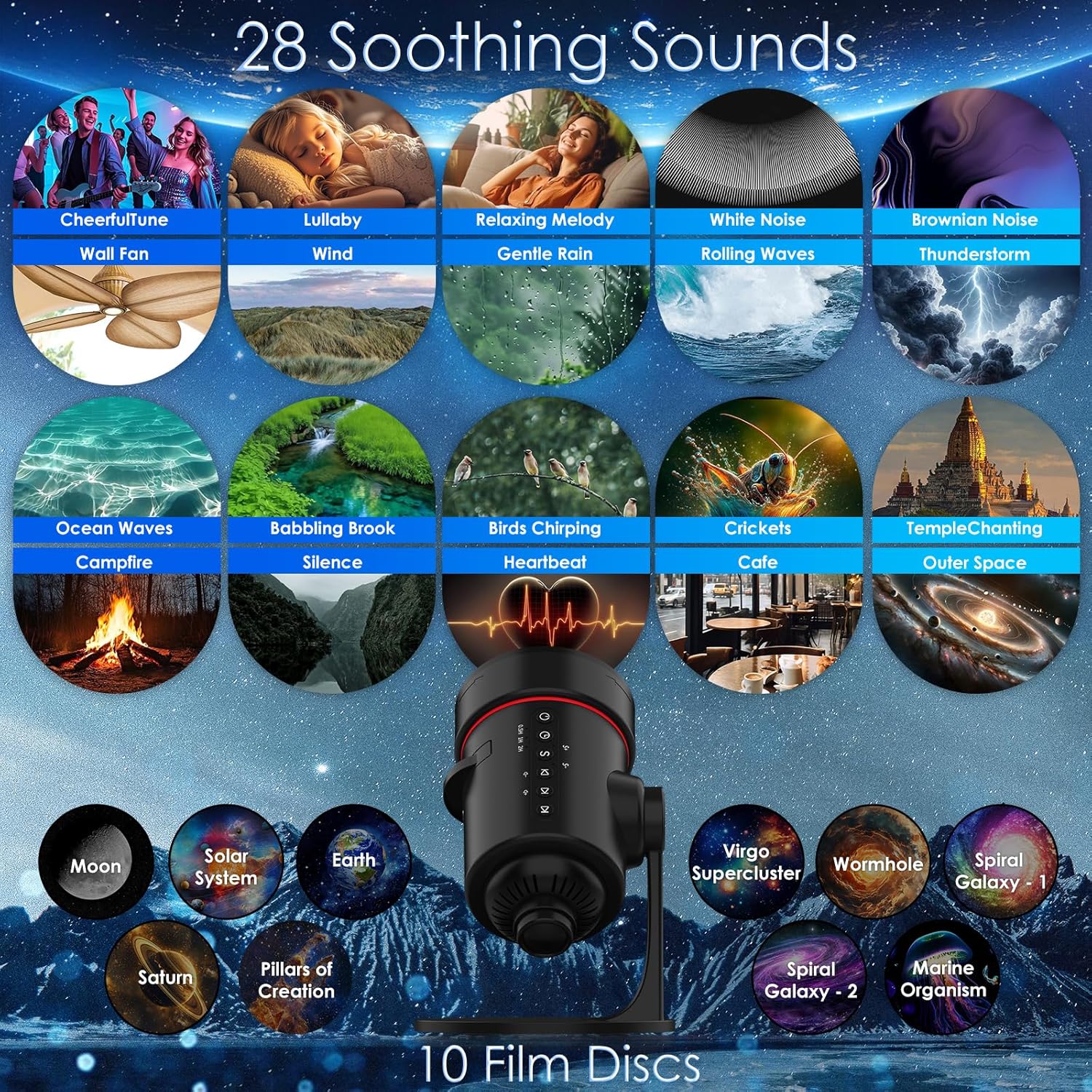 Galaxy Projector with 28 Soothing Sounds, Star Planetarium Night Light for Bedroom Ceiling Decor United States
Galaxy Projector with 28 Soothing Sounds, Star Planetarium Night Light for Bedroom Ceiling Decor United States