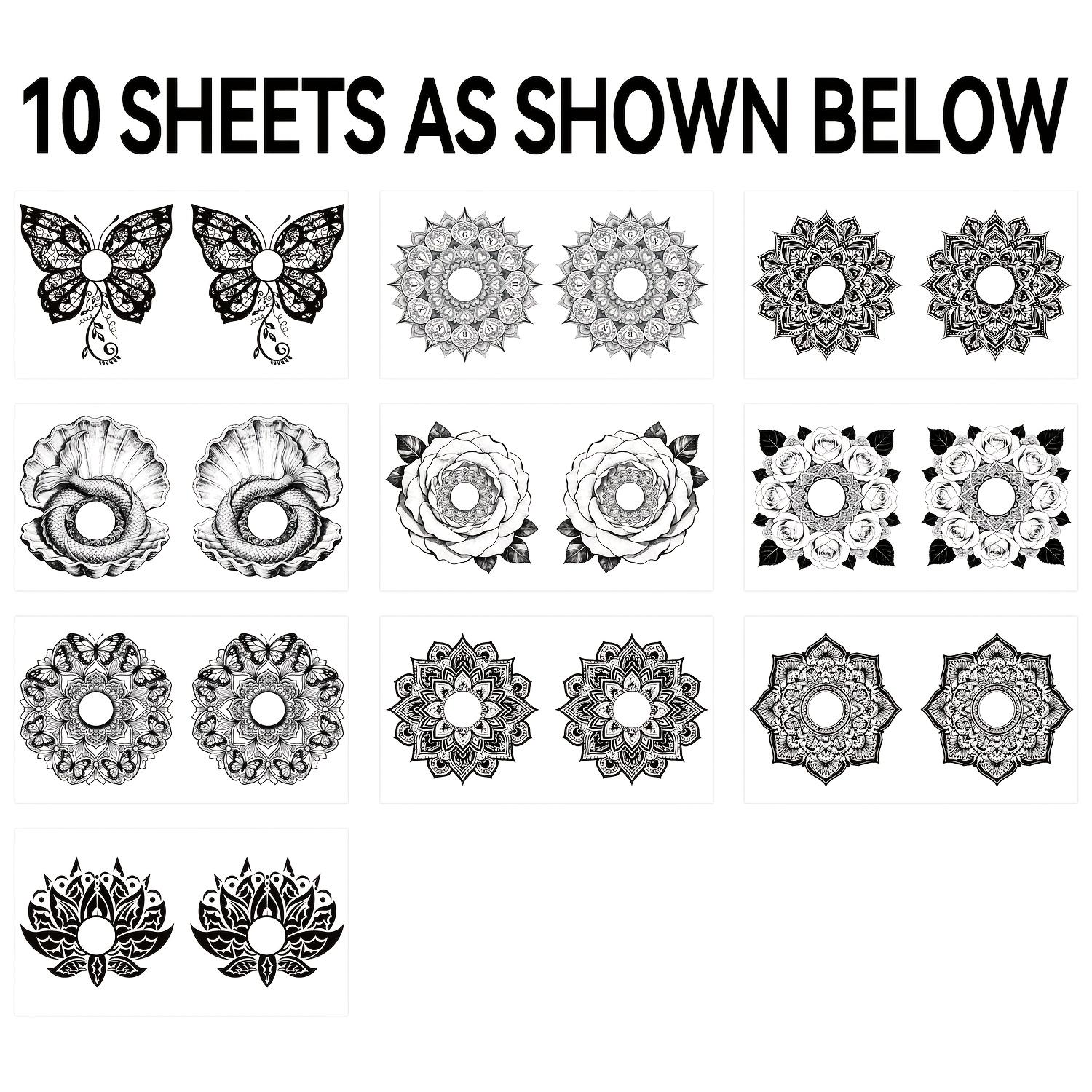 Multifunctional Body Art Tattoo Stickers 10Pcs, Mandala & Butterfly Clavicle Designs, Waterproof & Easy Removal чорний
Multifunctional Body Art Tattoo Stickers 10Pcs, Mandala & Butterfly Clavicle Designs, Waterproof & Easy Removal чорний