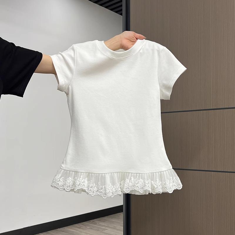 Women s Cotton Lace Trim Crew Neck Short Sleeve Tee - Spring/Summer Style Layering Top XL
Women s Cotton Lace Trim Crew Neck Short Sleeve Tee - Spring/Summer Style Layering Top XL