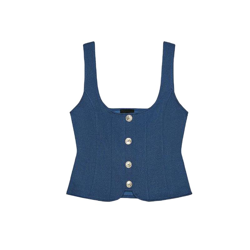 Square Collar Sling Button Decoration Twill Tops 3644133 Ribbed Belt Twill Casual Pants 3644134 Indigo Tops L
Square Collar Sling Button Decoration Twill Tops 3644133 Ribbed Belt Twill Casual Pants 3644134 Indigo Tops L