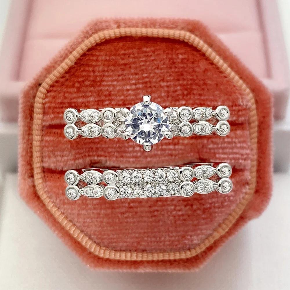2Pcs Luxury Trendy Wedding Sets Rings for Women Full Bling Iced out AAA Cubic Zircon Engagement Bands Party Zircon 10
2Pcs Luxury Trendy Wedding Sets Rings for Women Full Bling Iced out AAA Cubic Zircon Engagement Bands Party Zircon 10