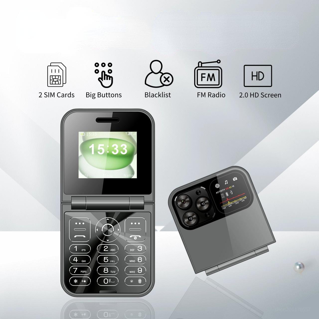 Мини-раскладной мобильный телефон с двумя SIM-картами, 2G GSM, 2,0-дюймовый экран, скоростной набор, волшебный голосовой фонарик, FM-черный список, маленькая раскладушка, запасной телефон
Мини-раскладной мобильный телефон с двумя SIM-картами, 2G GSM, 2,0-дюймовый экран, скоростной набор, волшебный голосовой фонарик, FM-черный список, маленькая раскладушка, запасной телефон