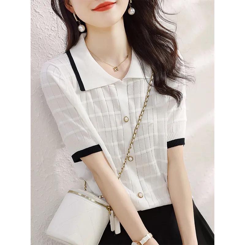 Women s Summer Vintage Lace-Up Ice Silk Short-Sleeve T-Shirt French Stripe Knit Top Fitted Blouse 3XL білий
Women s Summer Vintage Lace-Up Ice Silk Short-Sleeve T-Shirt French Stripe Knit Top Fitted Blouse 3XL білий
