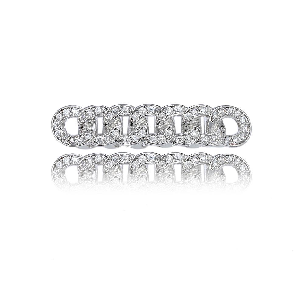 European & American Cuban Chain Single Row Six Tooth Hollow Gold Grillz Hip Hop Jewelry срібний
European & American Cuban Chain Single Row Six Tooth Hollow Gold Grillz Hip Hop Jewelry срібний