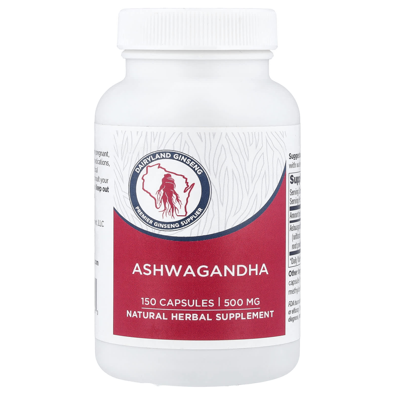 Dairyland Ginseng, Ashwagandha, 500mg, 150 Capsules
Dairyland Ginseng, Ashwagandha, 500mg, 150 Capsules
