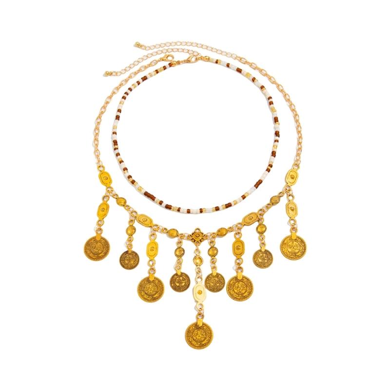 2 шт./уп. Богемское ожерелье с кисточками и подвеской в виде монеты, с этническим бисерным акцентом, легкая шейная цепочка для женщин, бижутерия 1
2 шт./уп. Богемское ожерелье с кисточками и подвеской в виде монеты, с этническим бисерным акцентом, легкая шейная цепочка для женщин, бижутерия 1