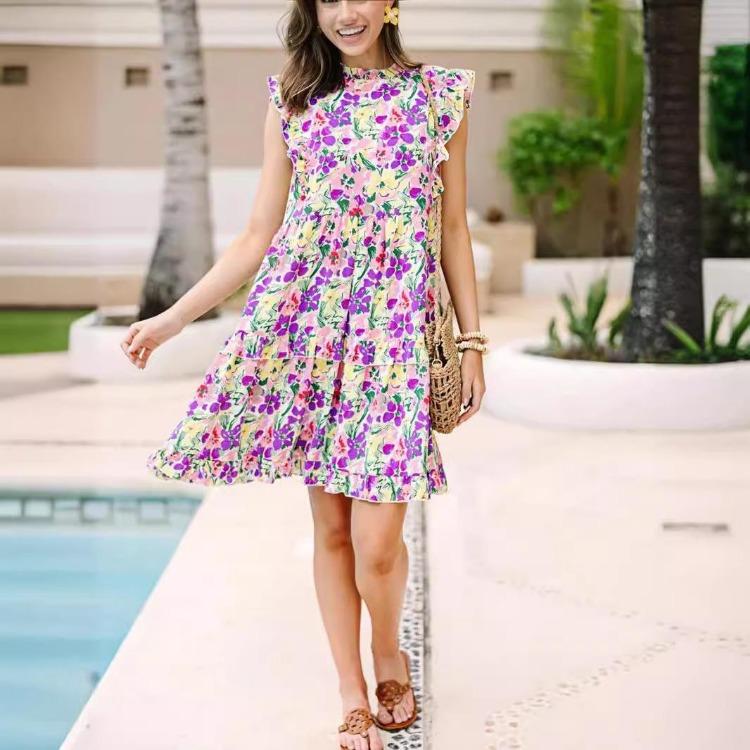 Women Casual Summer Floral Print Sleeveless Loose High Waist Ruffled Cake Dress with Fungus Collar Above Knee Length XL фиолетовый
Women Casual Summer Floral Print Sleeveless Loose High Waist Ruffled Cake Dress with Fungus Collar Above Knee Length XL фиолетовый