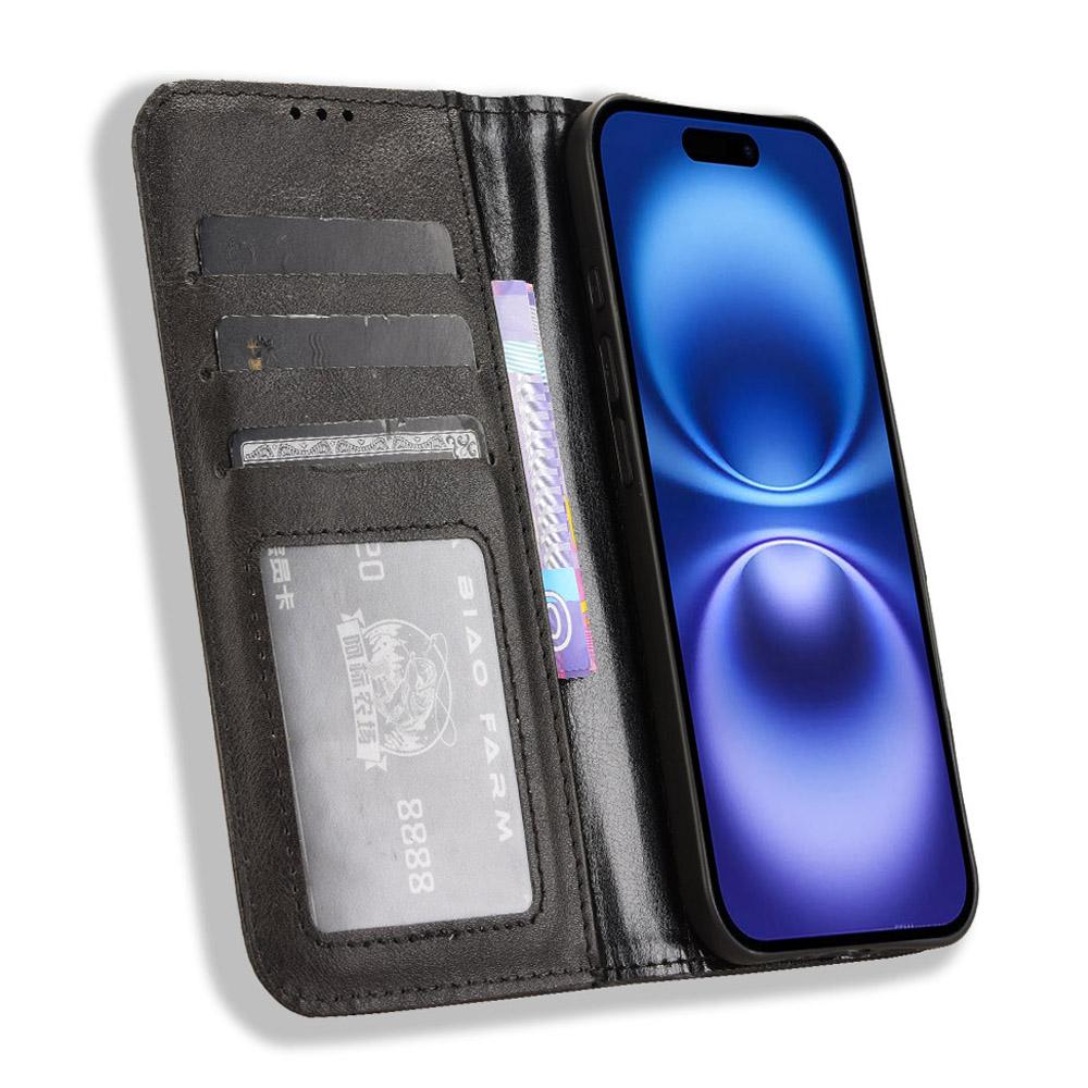 For iPhone 16 Plus Leather Case Wallet Stand Retro Texture Phone Cover Black 
For iPhone 16 Plus Leather Case Wallet Stand Retro Texture Phone Cover Black