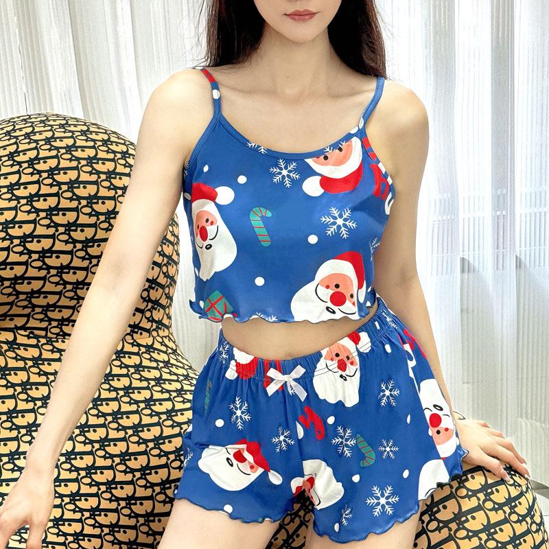 Christmas European & American Style Milk Silk Casual Sleeveless Shorts Set Small королівський синій колір
Christmas European & American Style Milk Silk Casual Sleeveless Shorts Set Small королівський синій колір