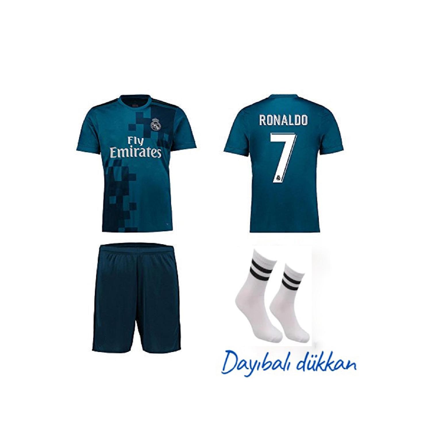 Daybal Real Madrid Cristiano Ronaldo 2017/18 Turkuaz Детские шорты из джерси, комплект носков
Daybal Real Madrid Cristiano Ronaldo 2017/18 Turkuaz Детские шорты из джерси, комплект носков