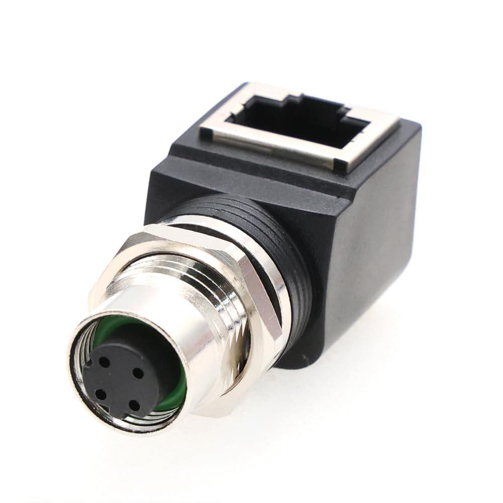 Eonvic M12 Female to RJ45 Ethernet Extension Industrial Connector Female Right 4-Pin Connector, D-Code (4-Pin D-Code Non-Rotating, Angle)
Eonvic M12 Female to RJ45 Ethernet Extension Industrial Connector Female Right 4-Pin Connector, D-Code (4-Pin D-Code Non-Rotating, Angle)
