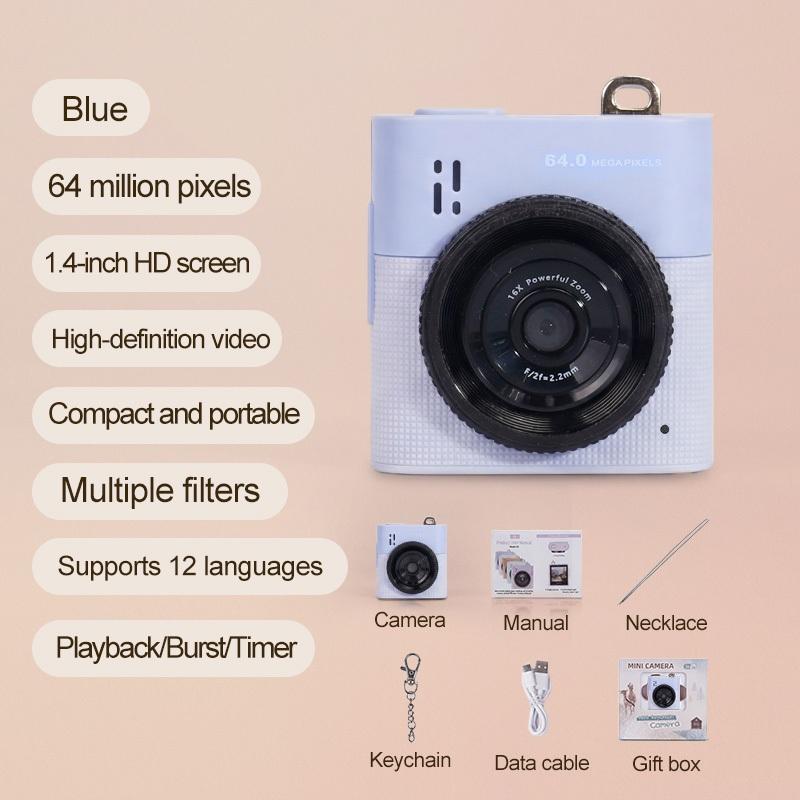 Mini Palm-Sized HD Digital Camera, Camera Keychain Digital Camera, 64MP, 1.4-inch HD Screen, 16x Zoom, Multiple Filters NO Card синій
Mini Palm-Sized HD Digital Camera, Camera Keychain Digital Camera, 64MP, 1.4-inch HD Screen, 16x Zoom, Multiple Filters NO Card синій