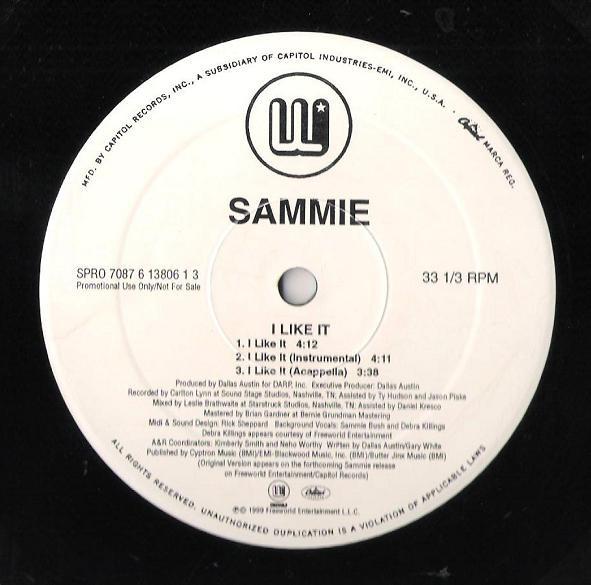 12inch Record SAMMIE - I Like It SPRO70876138061 Freeworld Enter 1999 US Rap & Hip-Hop/R&B Used
12inch Record SAMMIE - I Like It SPRO70876138061 Freeworld Enter 1999 US Rap & Hip-Hop/R&B Used