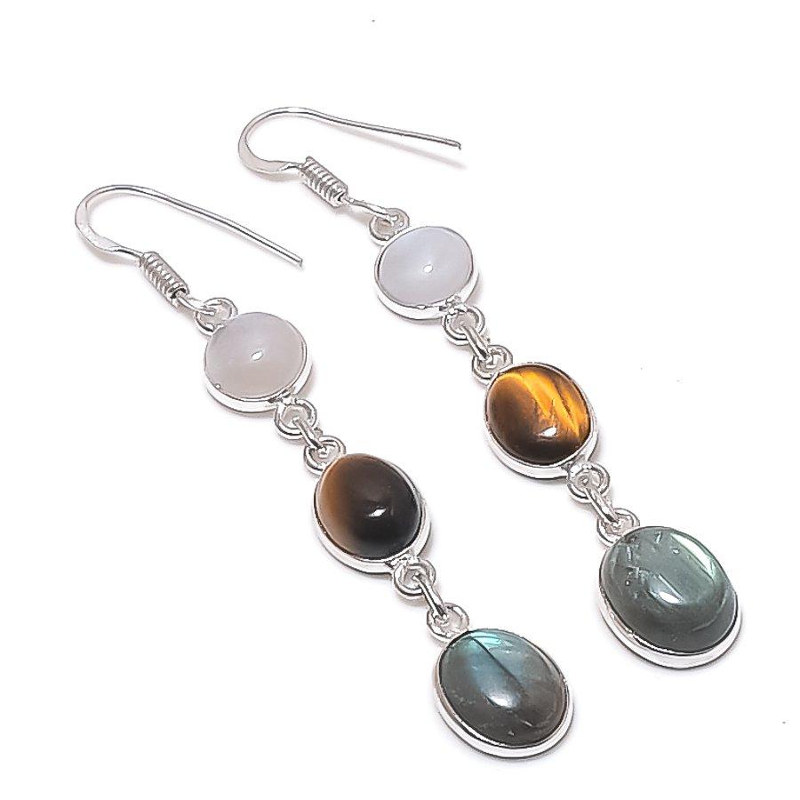 Natural Tiger Eye, Labradorite Gemstone 925 Sterling Silver Earring 2.60 A0V58
Natural Tiger Eye, Labradorite Gemstone 925 Sterling Silver Earring 2.60 A0V58