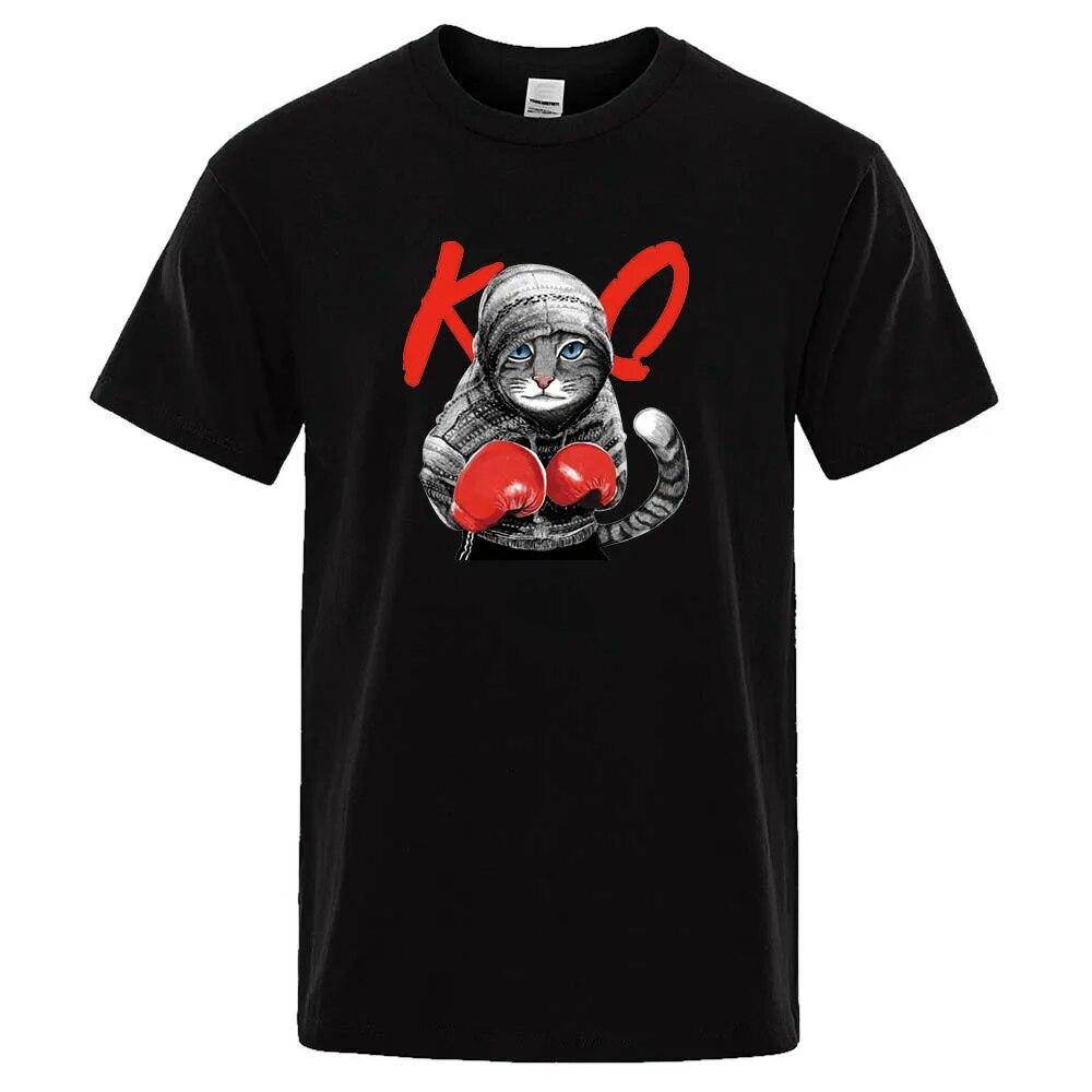 Футболка мужская модная повседневная удобная футболка топы с принтом кулака кота летняя новинка мужская забавная спортивная одежда мужская футболка быстросохнущая XXL темно-синий