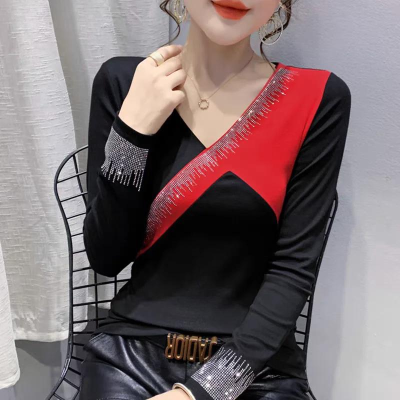 Spring Autumn Streetwear Girls Long Sleeve Cotton T-Shirt Clothes Fashion Contrast Color Patchwork Sexy Hot Diamonds Women Tops Tees 3XL червоний
Spring Autumn Streetwear Girls Long Sleeve Cotton T-Shirt Clothes Fashion Contrast Color Patchwork Sexy Hot Diamonds Women Tops Tees 3XL червоний