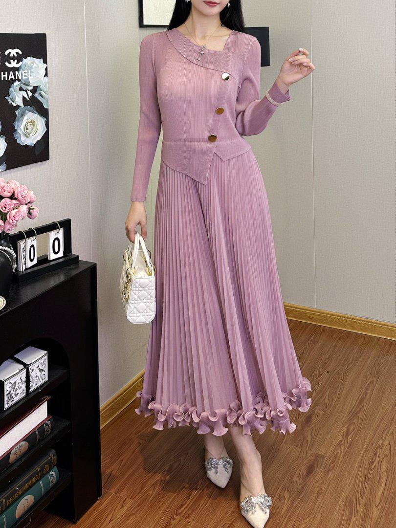 Chic Autumn/Winter Slimming Ruffle-Trimmed French Long-Sleeve Socialite Dress One Size рожевий
Chic Autumn/Winter Slimming Ruffle-Trimmed French Long-Sleeve Socialite Dress One Size рожевий