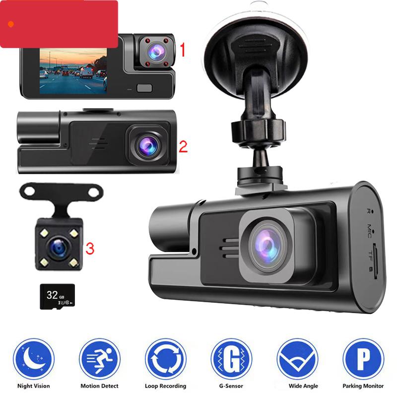 Vehicle wide Angle DVR, three lens tachograph, high definition night vision 1080P, vehicle surveillance, front inside back video
Vehicle wide Angle DVR, three lens tachograph, high definition night vision 1080P, vehicle surveillance, front inside back video