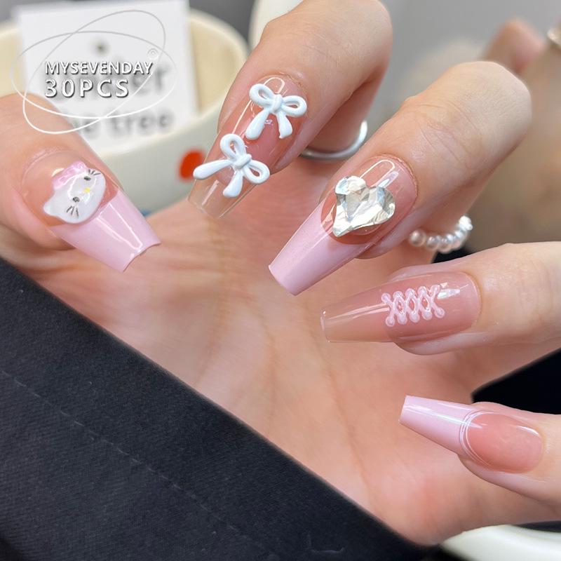 High-End Cat Bow French Style Removable Nail Stickers - 30 Pcs Wearable Handmade False Nails Handmade Nails M Size - 10 pcs/bag
High-End Cat Bow French Style Removable Nail Stickers - 30 Pcs Wearable Handmade False Nails Handmade Nails M Size - 10 pcs/bag