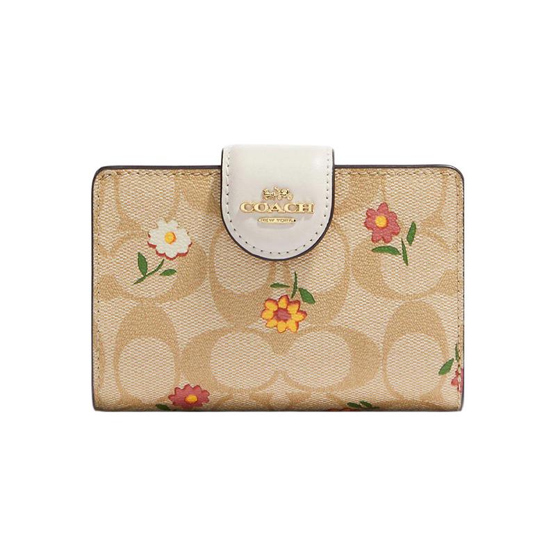 COACH Corner Zip 13 Classic Presbyopia Snap Closure Floral Print Canvas and Leather Wallet Medium Women s Light Khaki коричневий
COACH Corner Zip 13 Classic Presbyopia Snap Closure Floral Print Canvas and Leather Wallet Medium Women s Light Khaki коричневий