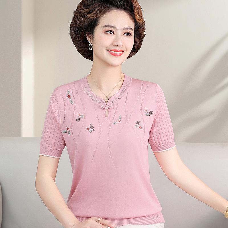 Elegant Chinese Style Ice Silk Short-Sleeve T-Shirt for Middle-Aged and Elderly Women XL (Recommended 100-110 lbs) рожевий
Elegant Chinese Style Ice Silk Short-Sleeve T-Shirt for Middle-Aged and Elderly Women XL (Recommended 100-110 lbs) рожевий