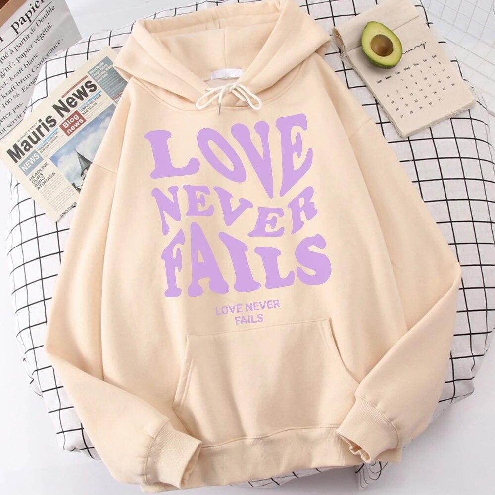 Женская толстовка с длинными рукавами Love Never Fails, креативная одежда с надписями, флисовая универсальная одежда, негабаритная графика, Harajuku
Женская толстовка с длинными рукавами Love Never Fails, креативная одежда с надписями, флисовая универсальная одежда, негабаритная графика, Harajuku