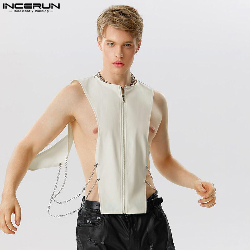 INCERUN S-5XL Мужской кожаный жилет без рукавов на молнии
INCERUN S-5XL Мужской кожаный жилет без рукавов на молнии