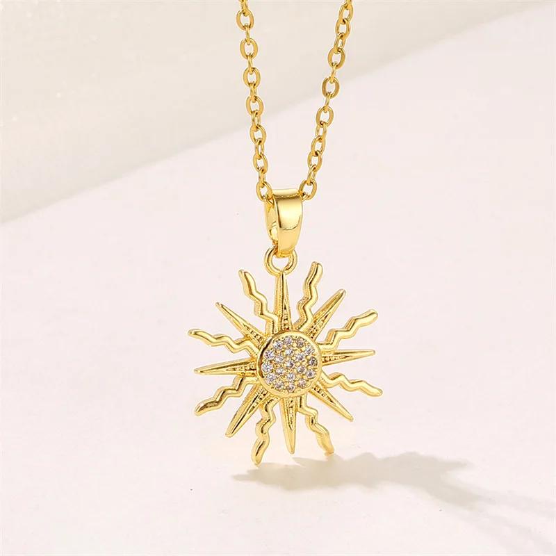 Vintage Gold Color Zircon Sun Pendant Necklace for Women Men Stainless Steel Chain Accessories Gifts
Vintage Gold Color Zircon Sun Pendant Necklace for Women Men Stainless Steel Chain Accessories Gifts