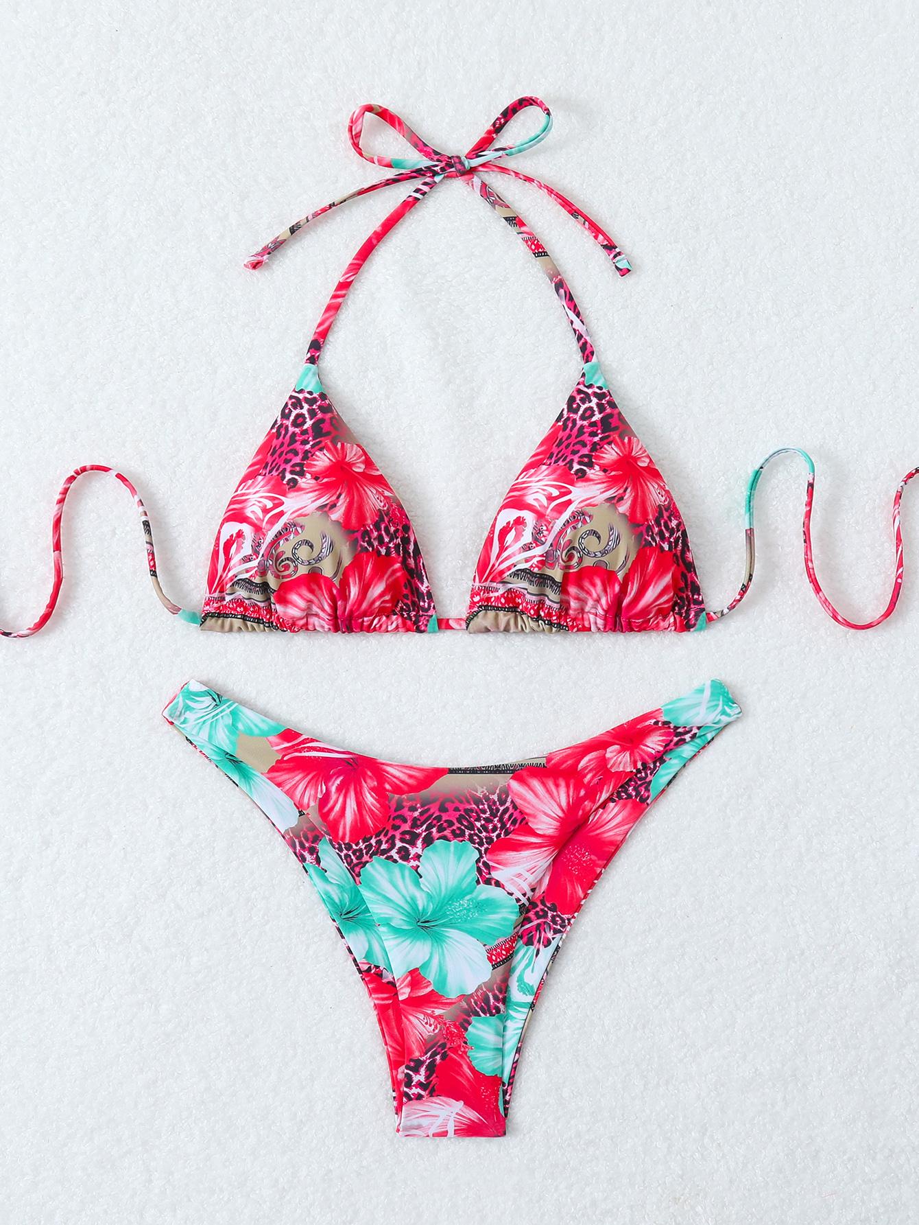 Summer retro floral print 2-piece bikini lace up swimsuit sexy high waisted women s swimsuit L червоний
Summer retro floral print 2-piece bikini lace up swimsuit sexy high waisted women s swimsuit L червоний
