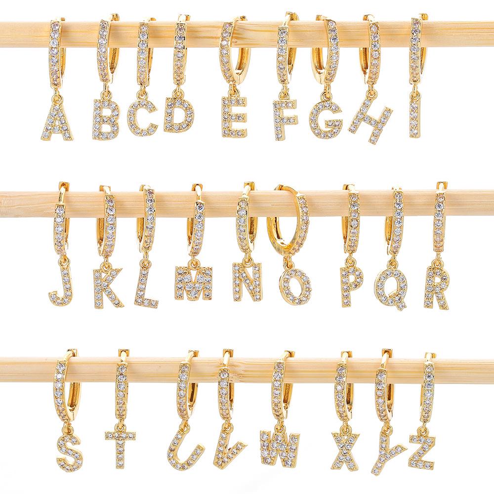 European & American Style Zircon Alphabet Ear Hoops with Rhinestone Studs - 26 Letters Available I
European & American Style Zircon Alphabet Ear Hoops with Rhinestone Studs - 26 Letters Available I