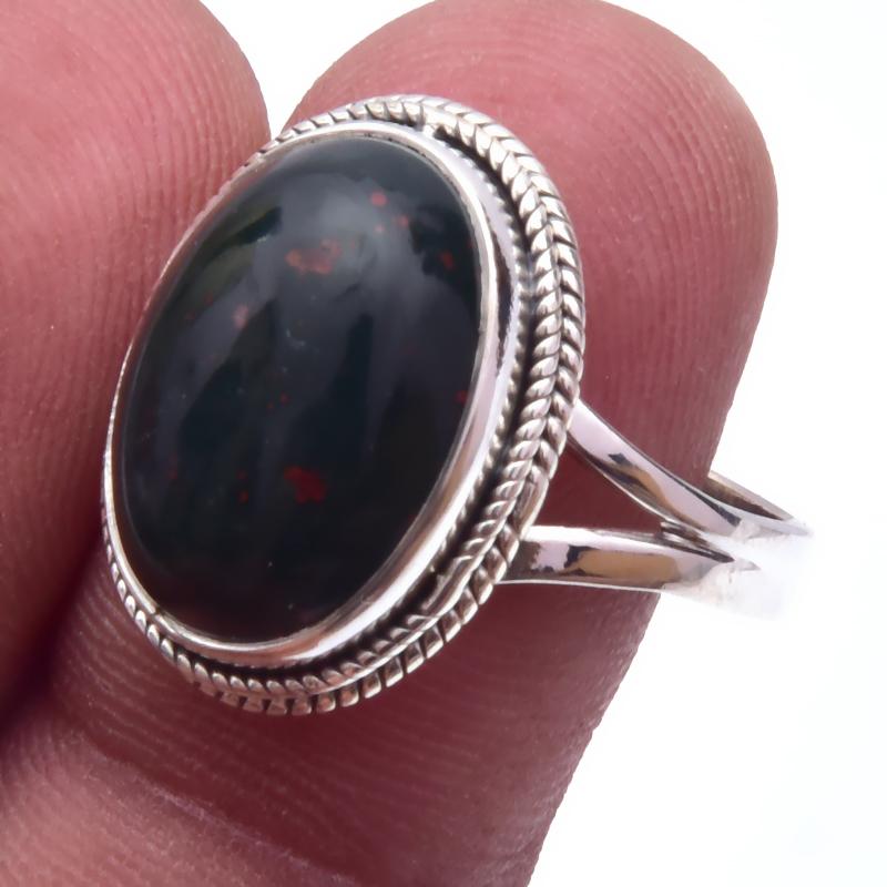 Ювелирное кольцо из стерлингового серебра 925 пробы с натуральным кровавым камнем ручной работы S.9 A7U62 
Ювелирное кольцо из стерлингового серебра 925 пробы с натуральным кровавым камнем ручной работы S.9 A7U62