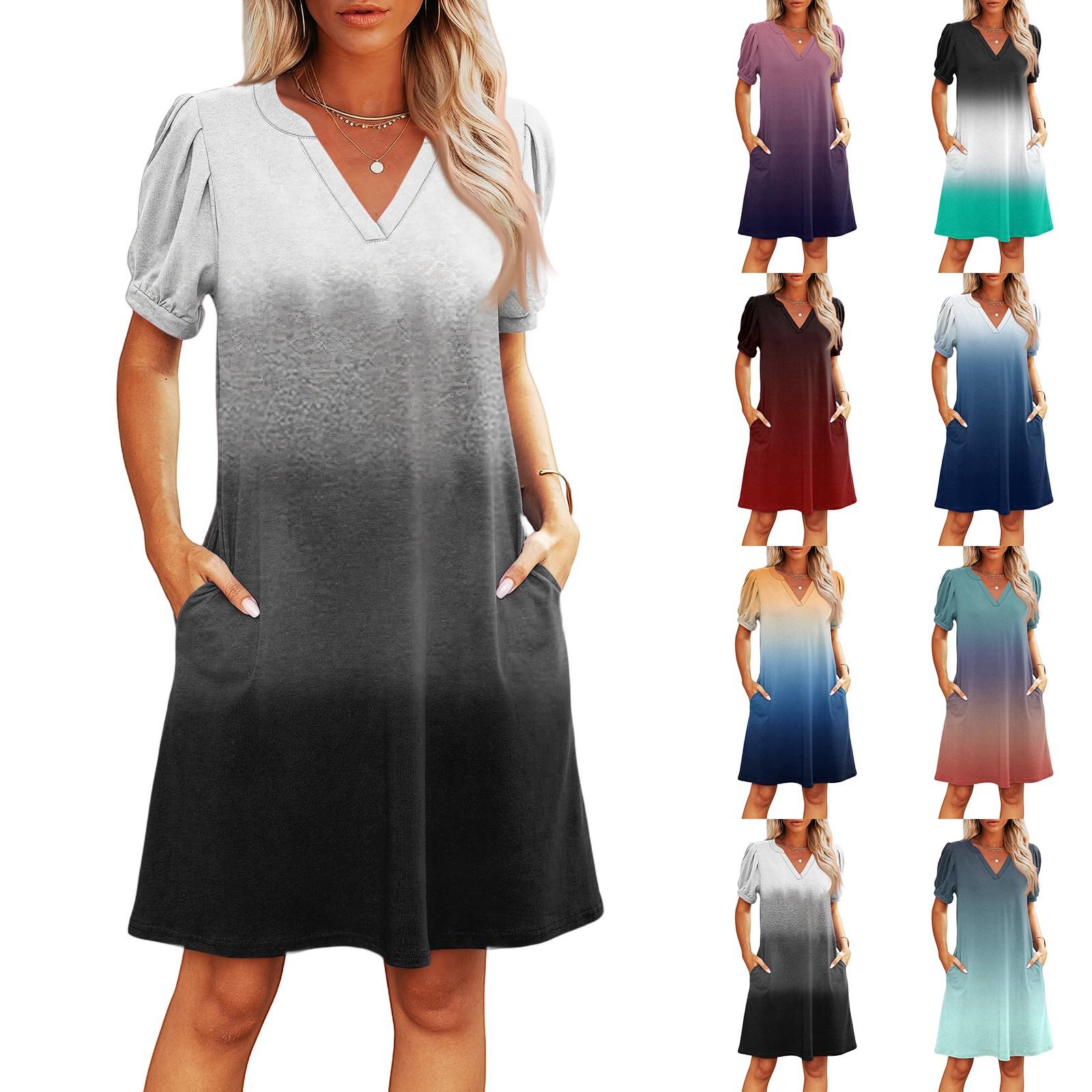 Women s Summer V-Neck Casual Beach Dresses Pod Short Sleeve Gradient Printed Dresses L
Women s Summer V-Neck Casual Beach Dresses Pod Short Sleeve Gradient Printed Dresses L