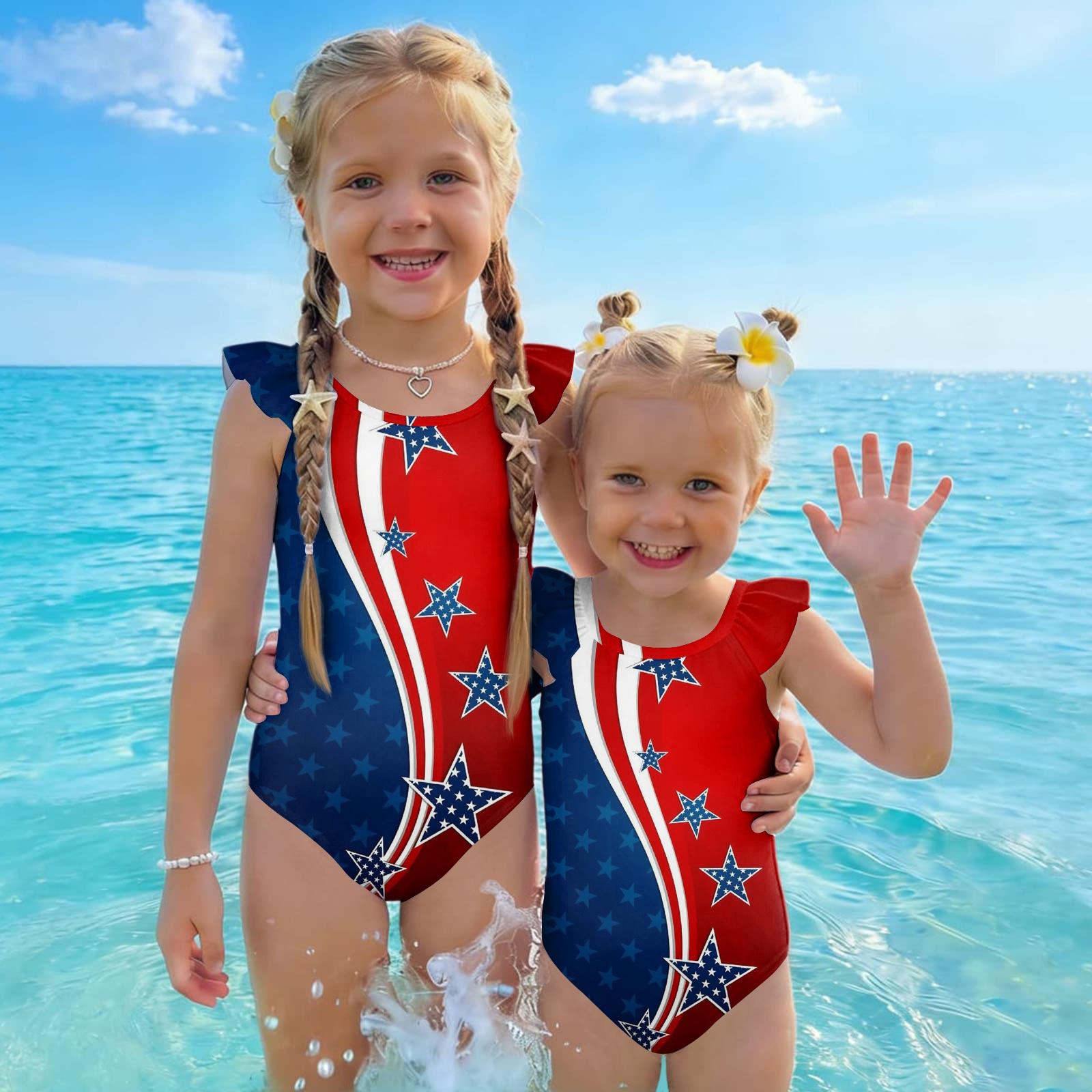 Girls One Piece Swimsuit Independence Day Print Sleeveless Ruffle Shoulder Casual Swimwear Summer Beachwear for Kids 130
Girls One Piece Swimsuit Independence Day Print Sleeveless Ruffle Shoulder Casual Swimwear Summer Beachwear for Kids 130