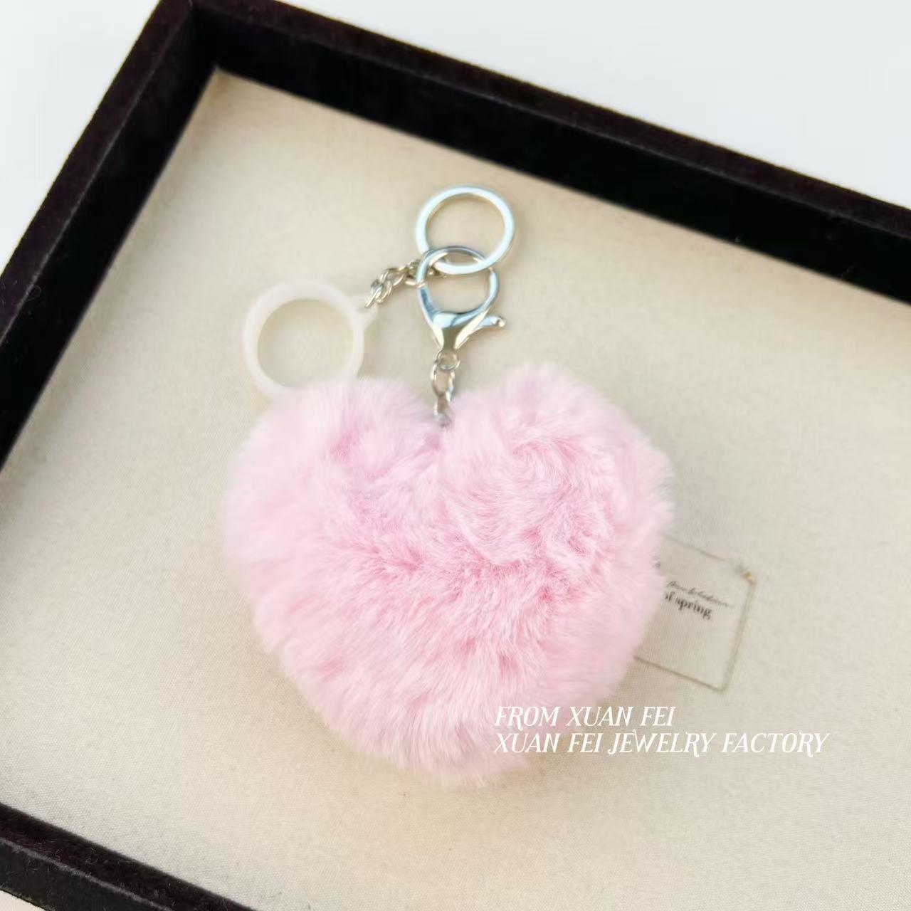 Korean Cute Pink Plush Heart Keychain with Lipstick Pendant for Women
Korean Cute Pink Plush Heart Keychain with Lipstick Pendant for Women