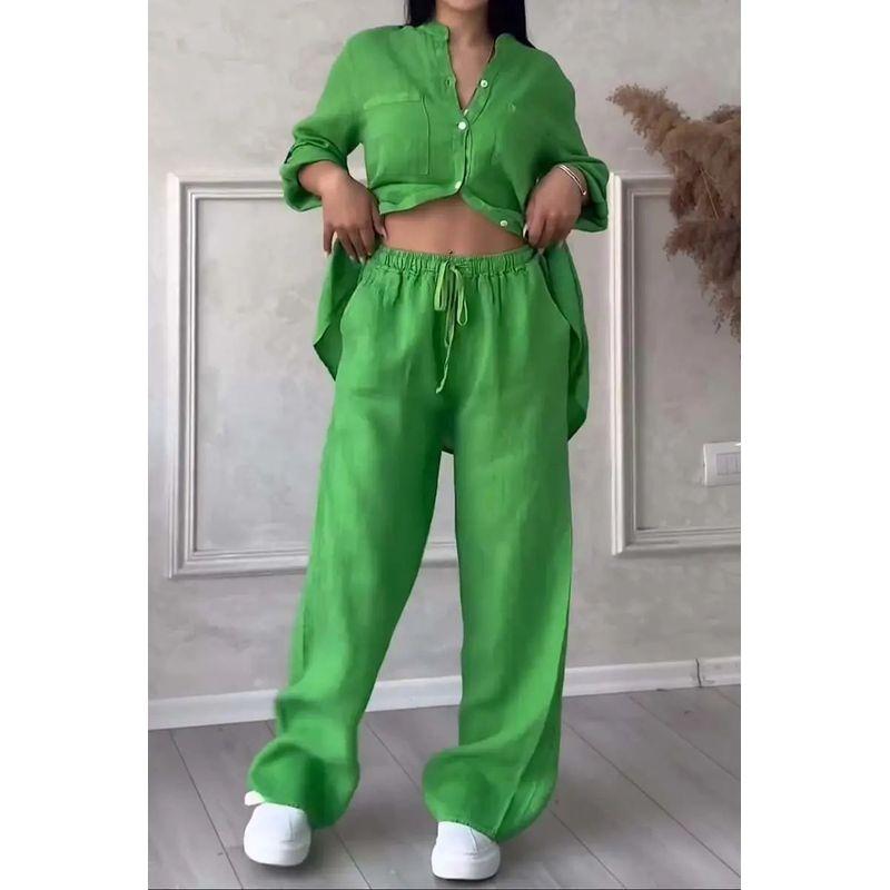 Solid Color Shirt Wide Leg Pants Set Solid Color Polo Collar Shirt Loose Pants Suit Green 5XL
Solid Color Shirt Wide Leg Pants Set Solid Color Polo Collar Shirt Loose Pants Suit Green 5XL