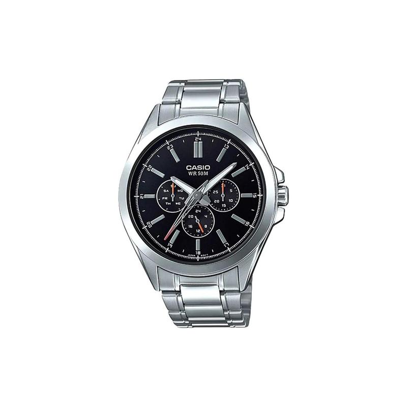Casio 50 meters waterproof and elegant quartz movement stainless steel strap Japanese and Korean watch men s watch black dial MTP-SW300D-1A чёрный
Casio 50 meters waterproof and elegant quartz movement stainless steel strap Japanese and Korean watch men s watch black dial MTP-SW300D-1A чёрный