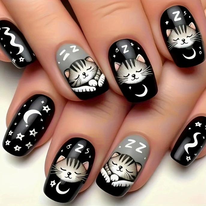 24-Piece European & American Black Cat Press-On Nail Extensions - Wearable & Removable Black Jelly Glue + File (SHEIN Platform)
24-Piece European & American Black Cat Press-On Nail Extensions - Wearable & Removable Black Jelly Glue + File (SHEIN Platform)