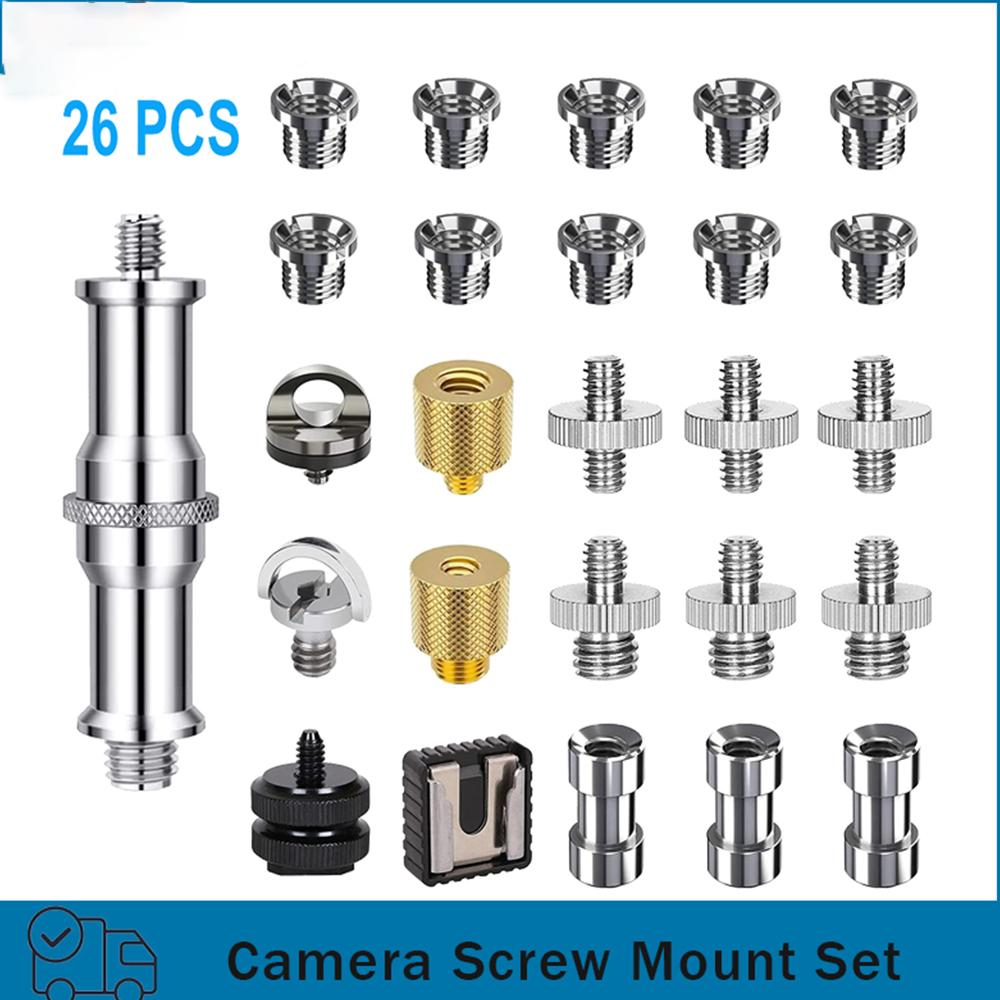 Camera Screw Mount Set 26Pcs 1/4 Inch and 3/8 Inch Converter Threaded Screws Adapter Flash Shoe Mount
Camera Screw Mount Set 26Pcs 1/4 Inch and 3/8 Inch Converter Threaded Screws Adapter Flash Shoe Mount